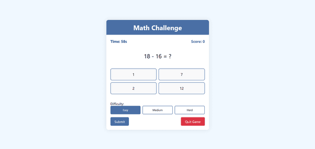 Math Quiz Challenge